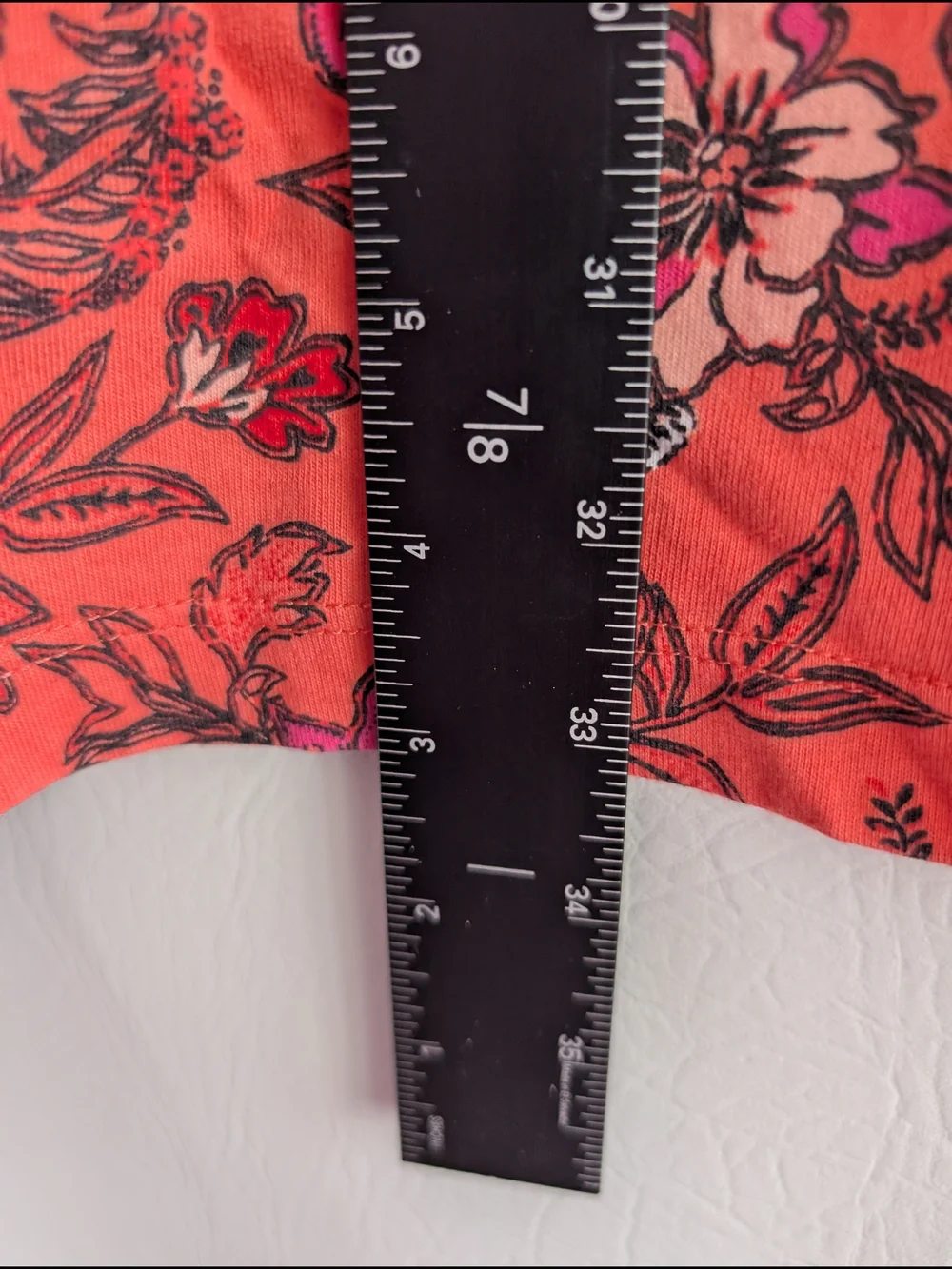 Lands End Orange Floral Cotton Jersey Sleeveless Dress Pockets - M - Picture 10 of 14